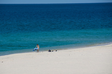 Girl on pristine Beach in Vacations, Mexico, Baja California