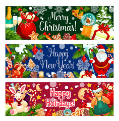 Christmas and New Year holidays greeting banner