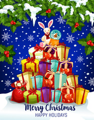 Christmas gift greeting card for winter holidays