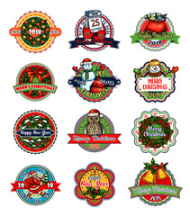 Christmas and New Year holiday gift label or badge