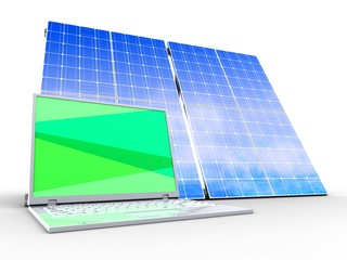 3d solar panel with laptop computer