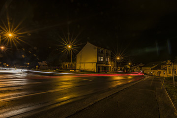 Plakat Night street in Veseli nad Luznici town in south Bohemia