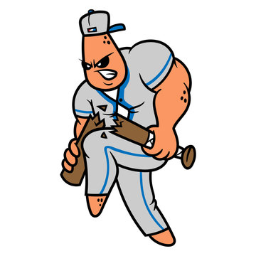Cartoon Angry Starfish Baseball Player