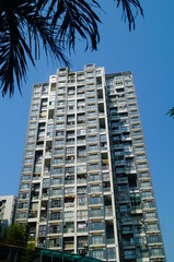 Exterior of high-rise residential building