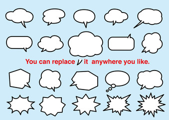 自由に向きを変えられるフキダシ セット