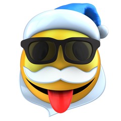 Fototapeta premium 3d yellow emoticon smile with Christmas hat