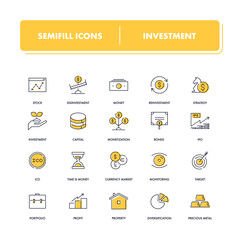 Line icons set. Investment 