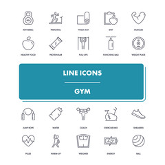  Line icons set. Gym