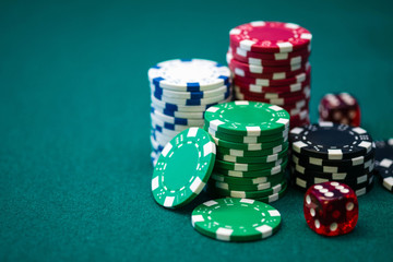 Stack of Poker Chips on gambling table