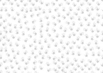 Seamless background with black hand prints on white.