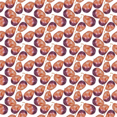 Watercolor plum seamless pattern