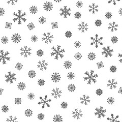 silver snowflakes on white background