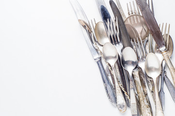 Old Cutlery on white background