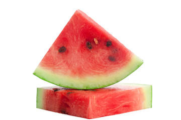Slice of watermelon on white background