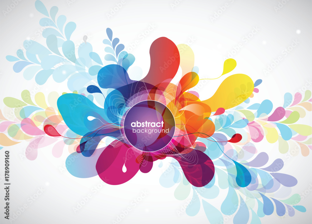 Poster abstract colored background with different shapes.