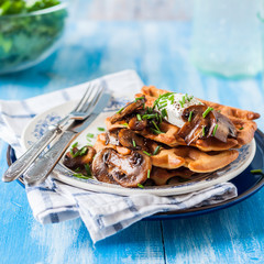 Potato Waffles with Mushrooms