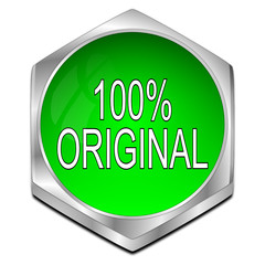 100% Original button - 3D illustration