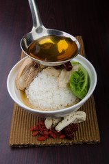 Chicken Rice on the background, asia food