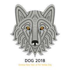 Creative stylized dog. Good for logo, tattoo, t-shirt design. Animal background. Vector illustration