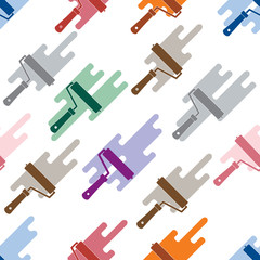 Seamless pattern: paint roller and paint spot.