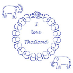 Stylized icon of pearl necklace and elephants. Eastern collection.