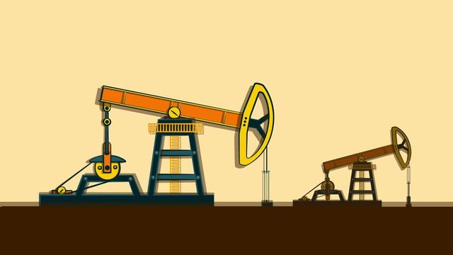 The oil rig pumps oil without stopping. Cyclic flat animation.