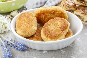 Traditional croquettes stuffed with eggs.