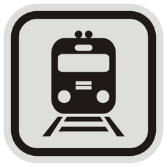 Train, black silhouette at black and gray frame, vector icon