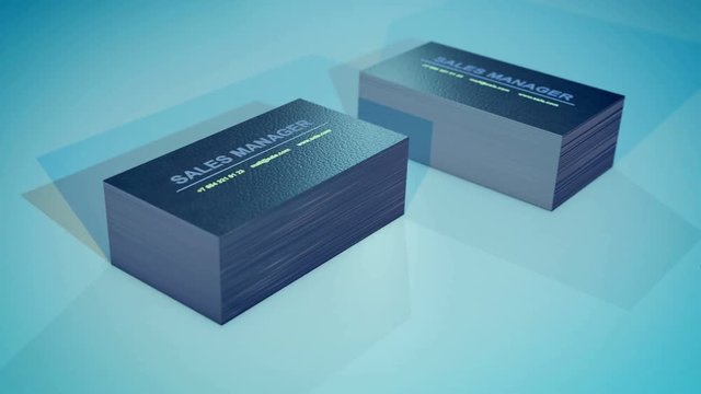 A pile of business cards of the sales manager flies in different directions. A new bundle of business cards appears. Cyclic animation.