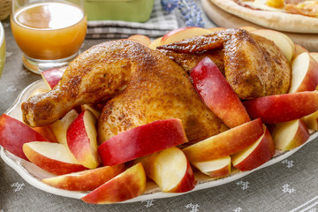 Roasted chicken with apples