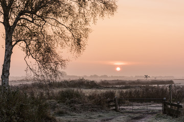 Winter in  Giethoorn with Sunrise