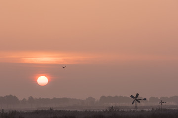 Winter Morning in  Giethoorn with Sunrise