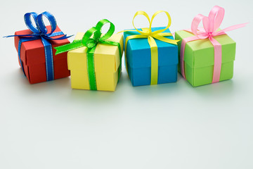 Variety of color gift boxes
