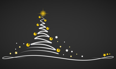 Weihnachten - "Abstrakter Weihnachtsbaum"
 (in Schwarz/ Gelb)