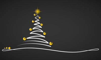 Weihnachten - Grußkarte "Abstrakter Weihnachtsbaum" (in Schwarz/ Gelb)