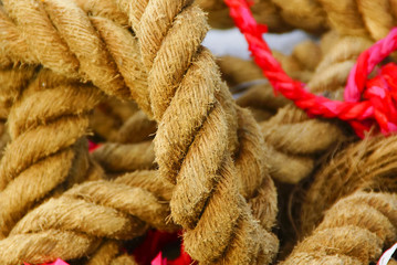 Close Up Of Old Frayed Boat Rope