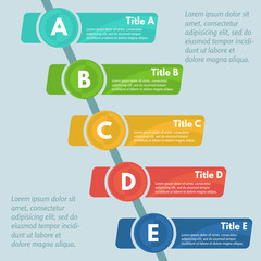 Five steps infographic design elements. Step by step infographic design template. Vector illustration
