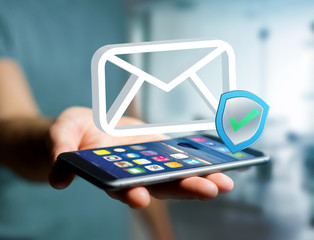 Approved and verified Email symbol displayed on a futuristic interface - Message and internet...