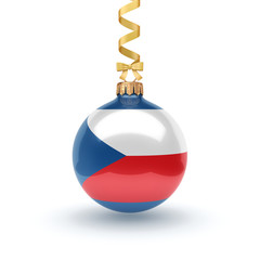 3D rendering Christmas ball with the flag of Czech Republic