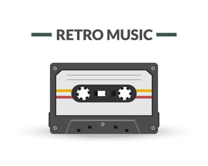 Retro music magnetic audio tape. Old style audio carrier