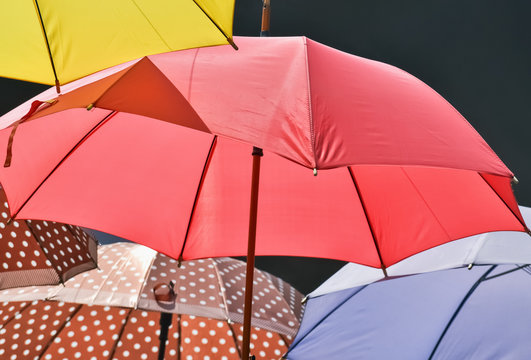 Closeup of red umbrella