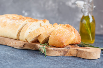 Italian ciabatta and traditional Italian ingredients