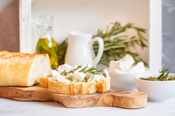 Fresh sandwiches with ciabatta and feta