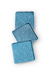 Blue shiny eyeshadow for makeup as sample of cosmetic product