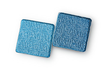 Blue shiny eyeshadow for makeup as sample of cosmetic product