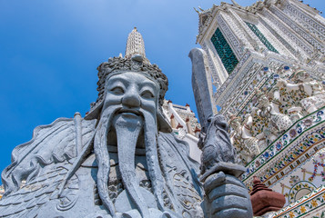 Statue at Wat Arun Buddhist Temple in Bangkok Thailand
