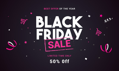 Black Friday sale vector illustration, Black and pink theme
