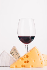 glass of red wine and cheese