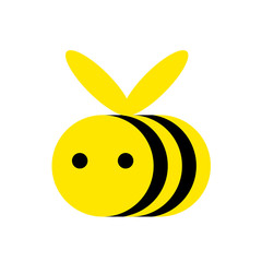 Bee honey logo simplified yellow black. Flat icon circle bee honey brand identity symbol. EPS10 vector illustration
