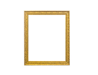 Golden vintage photo frame isolated on white
